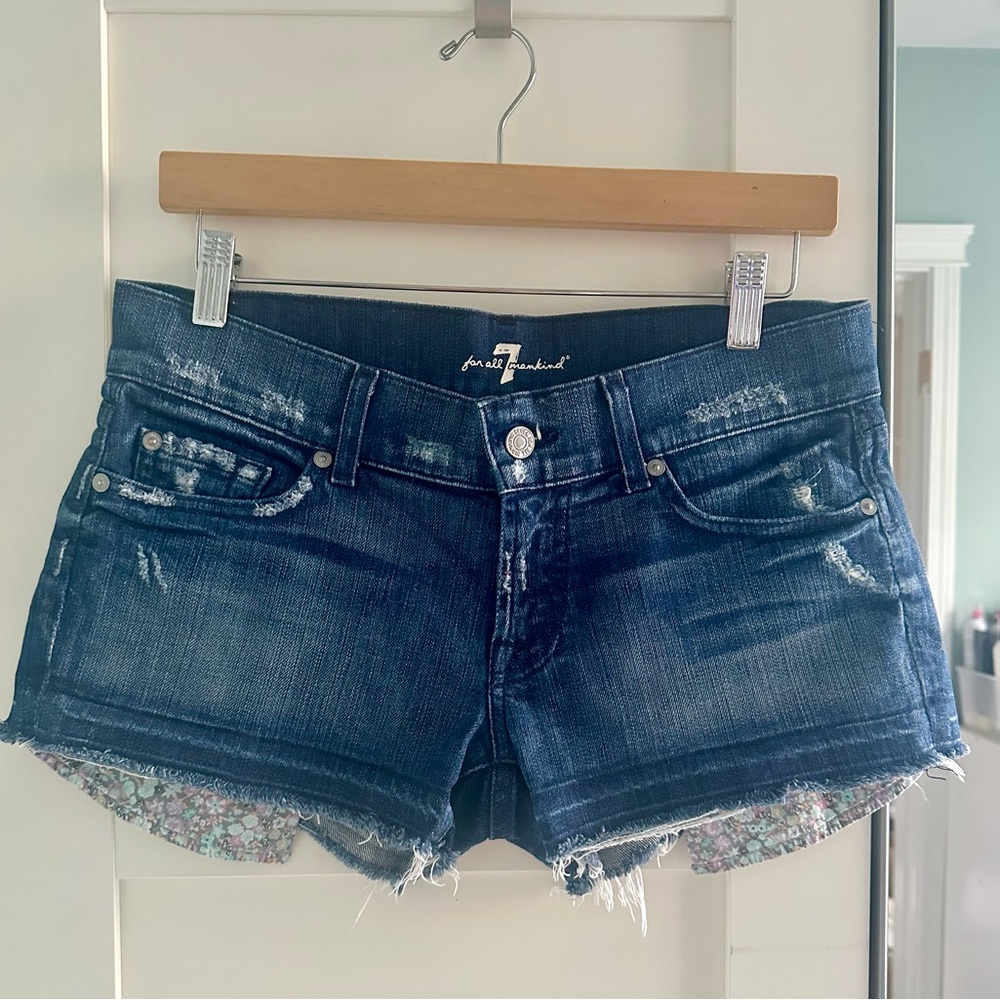 7 for All Mankind Denim Shorts - Size 27 - Cut Off With Floral Pockets